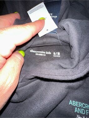 Abercrombie & Fitch Kids Charcoal Gray Hooded Sweatshirt with Teal Logo